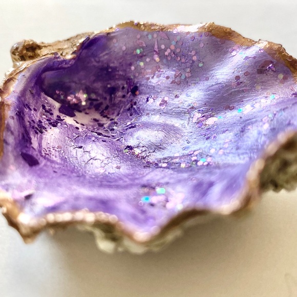 PURPLE UNICORN HANDMADE SEASHELL JEWELRY TRAY - Picture 3 of 3